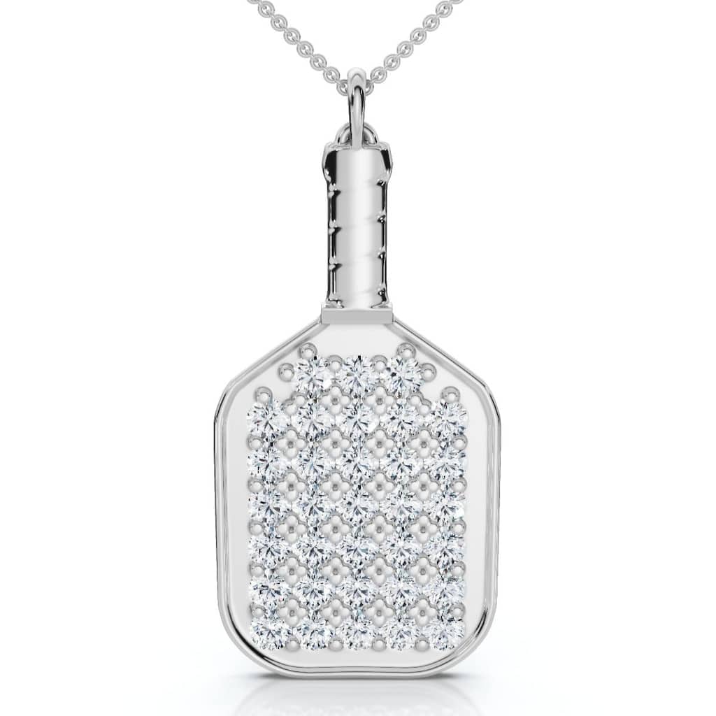 Bliss Diamond 1Ct Diamond Studded Pickleball Paddle Pendant Necklace Gold Lab Grown