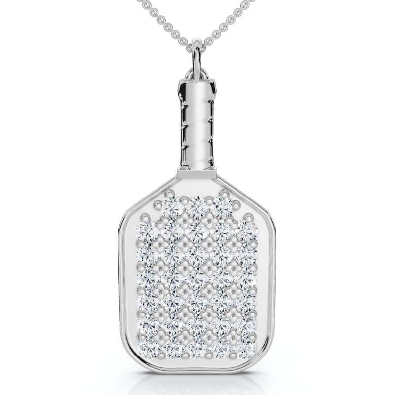 Bliss Diamond 1Ct Diamond Studded Pickleball Paddle Pendant Necklace Gold Lab Grown