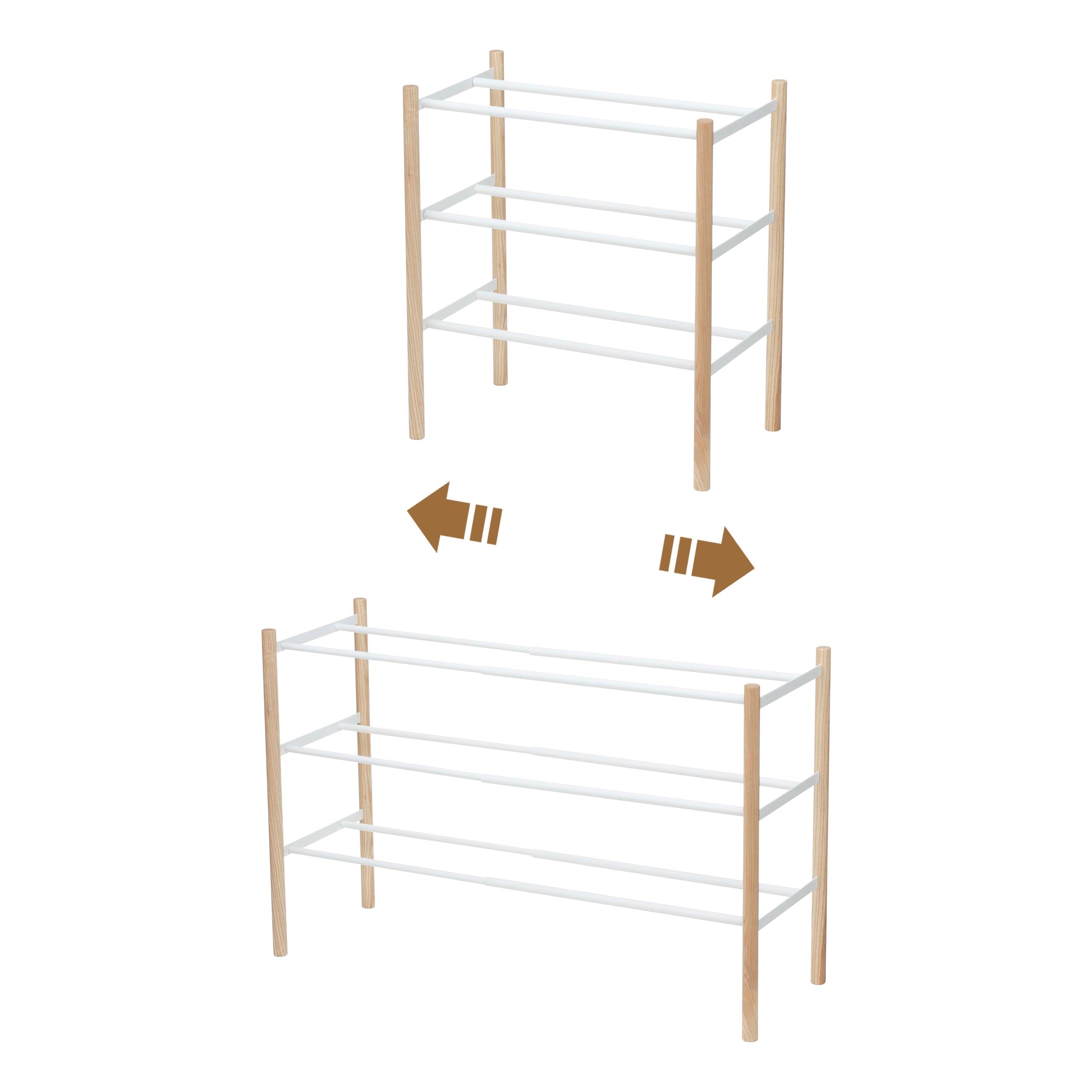 Yamazaki Home Expandable Shoe Rack, Steel, Holds 12 to 16 shoes, Holds 19.8 lbs, Expandable