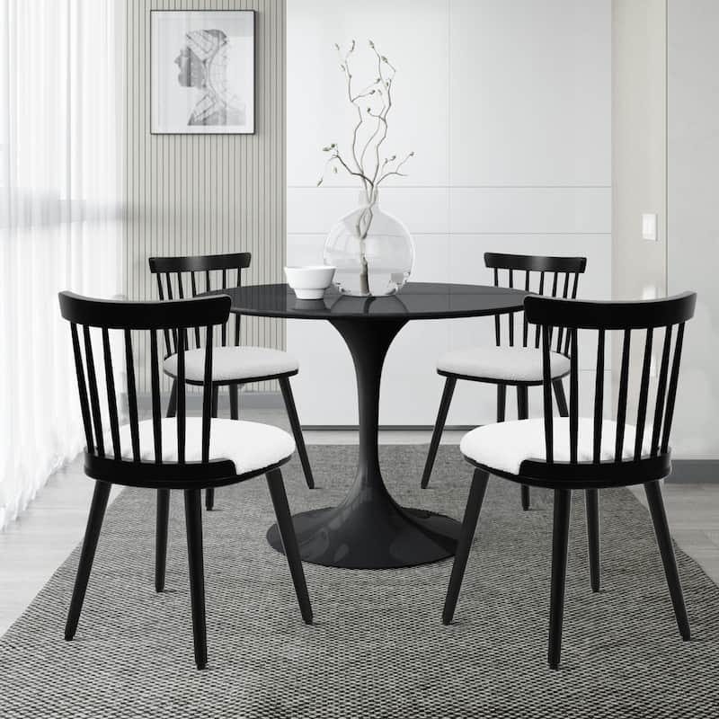 Farmhouse Spindle-Back Windsor Dining Chairs with Solid Wood