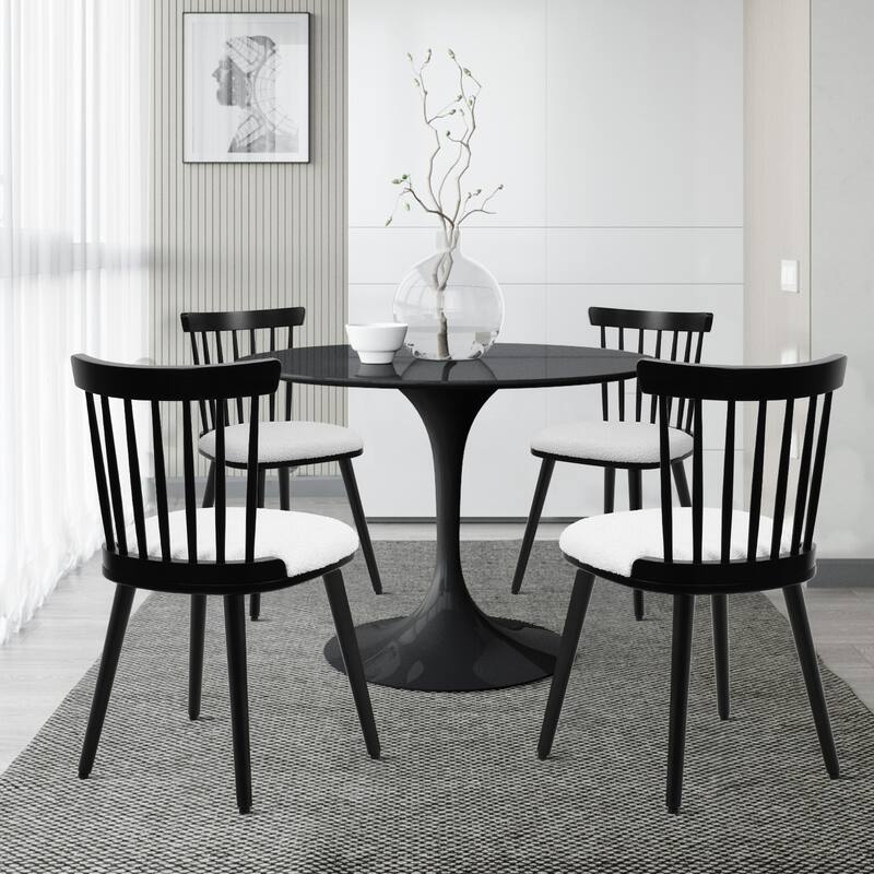 Solid Wood Spindle Back Windsor Dining Chairs Set of 2 - 33.3"H x 17.72"W x 19.7"D