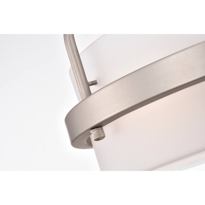 Stefani Matte Satin Nickel 2-Light Frosted Glass Drum Shade Semi-Flush Mount