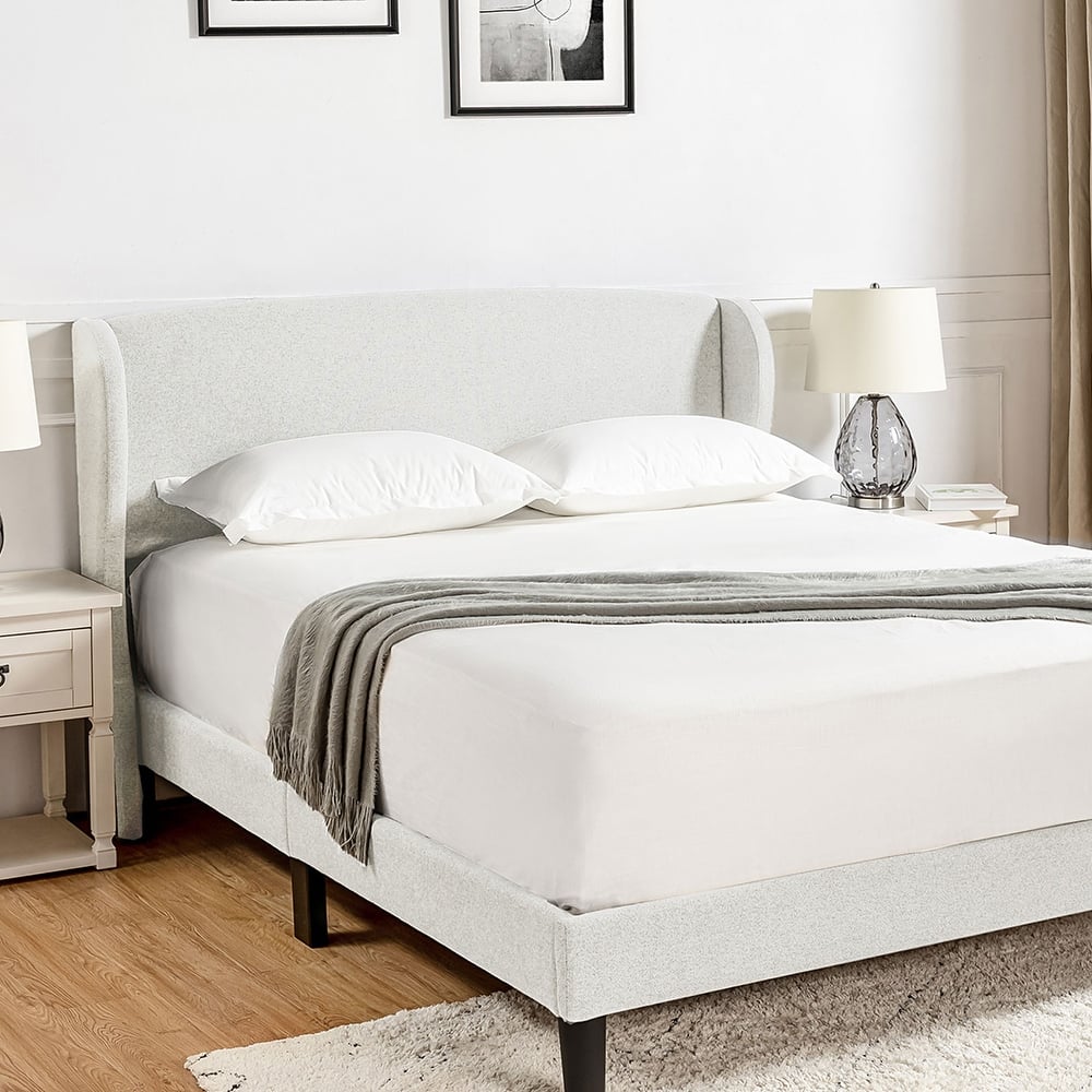 Gerald Traditional Upholstered Wingback Platform Bed By HULALA HOME