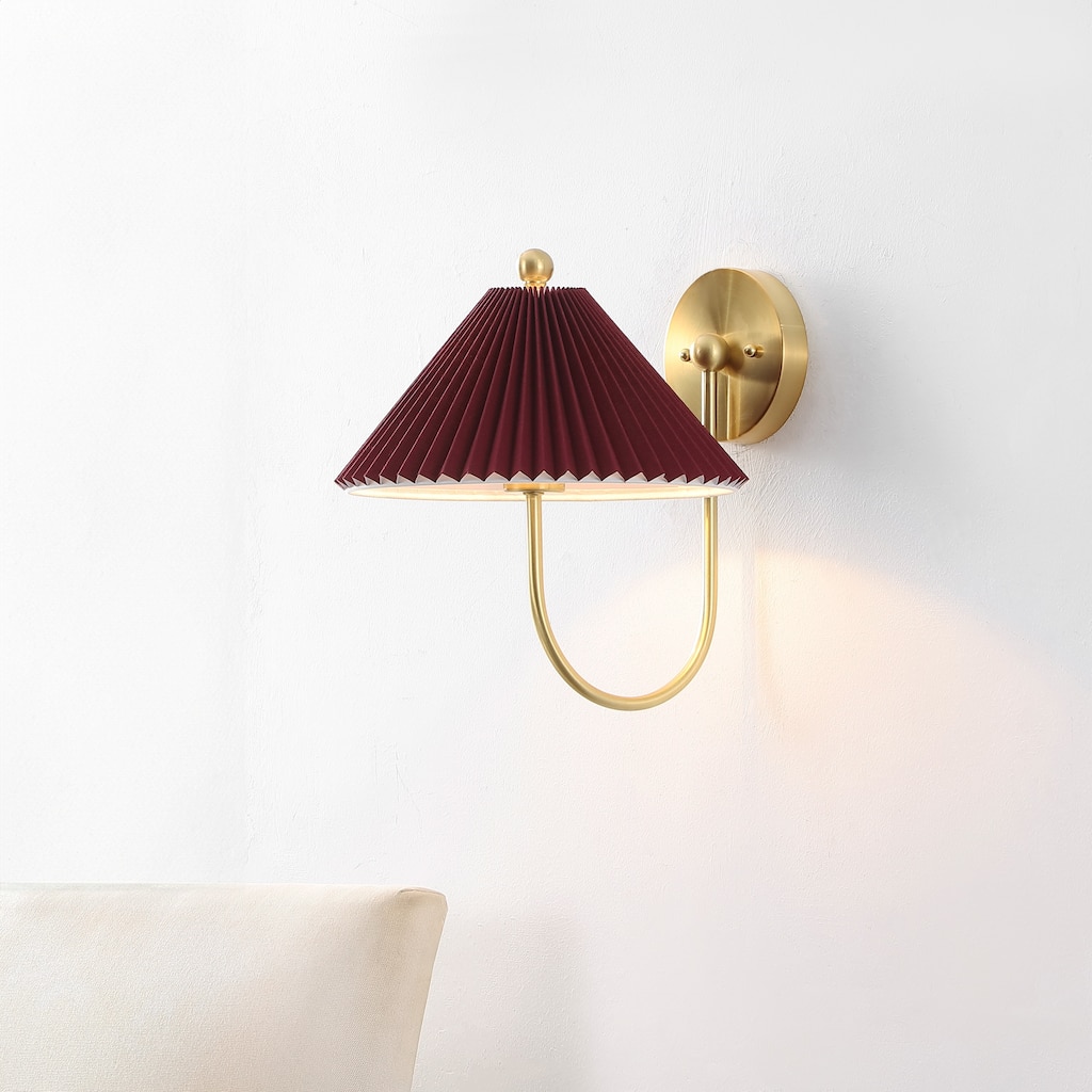 SAFAVIEH Chrissy 14-inch Fabric & Metal Wall Sconce (Set of 2) - 14"W x 12"D x 14"H