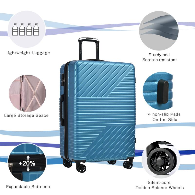 3 Piece Hardshell Luggage Spinner 8 Wheels Suitcase Sets (20"24"28")