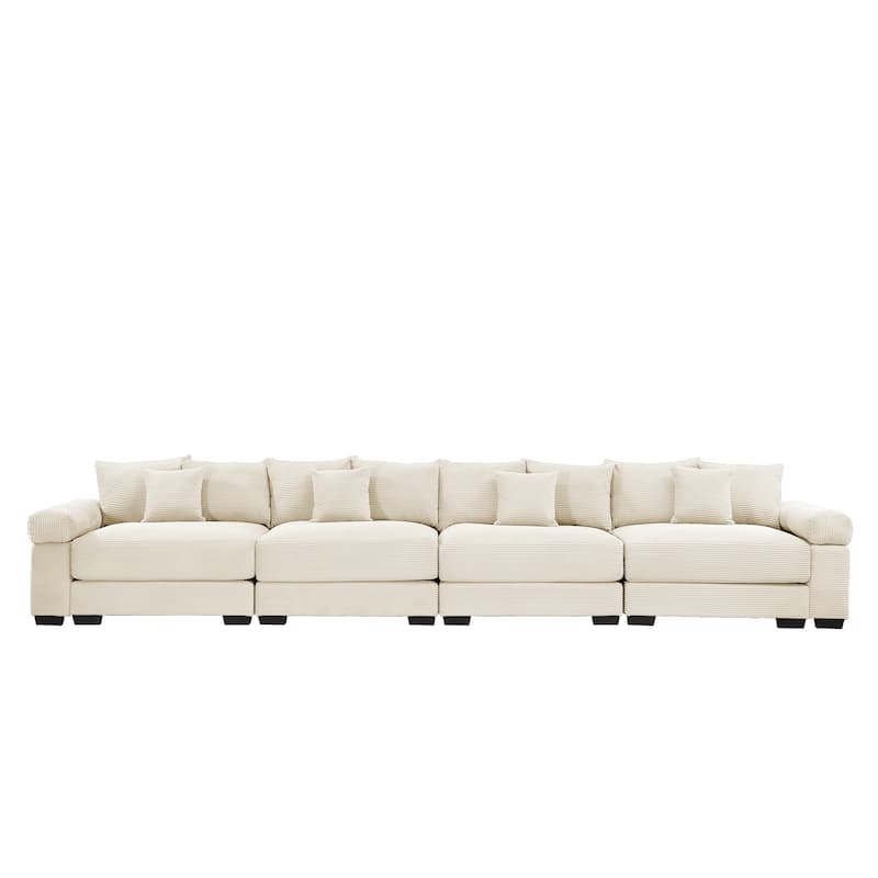 GDFStudio - Corduroy 4-Seater 170" Cloud Sofa Couch with Extra-Thick Armrests