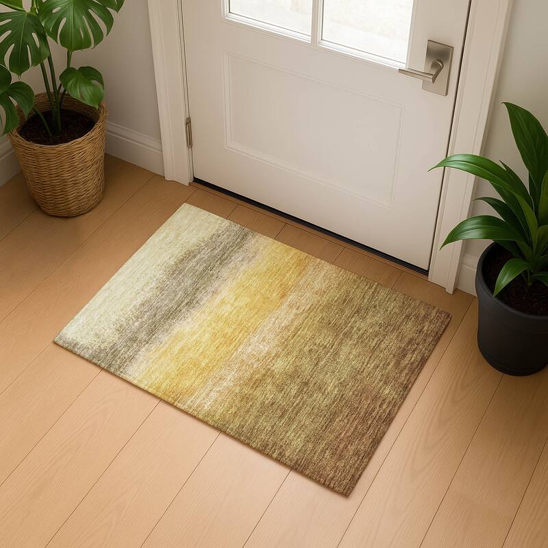 Premium Washable Super Soft Abstract Ombre Mayfield Rug - Gold - 1'8" x 2'6"