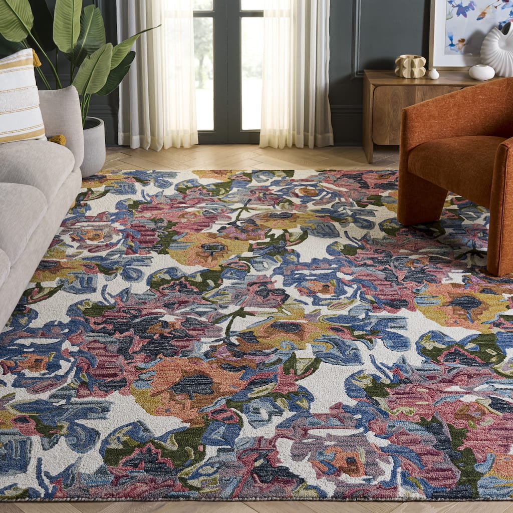SAFAVIEH Handmade Blossom Lazara French Country Floral Wool Rug