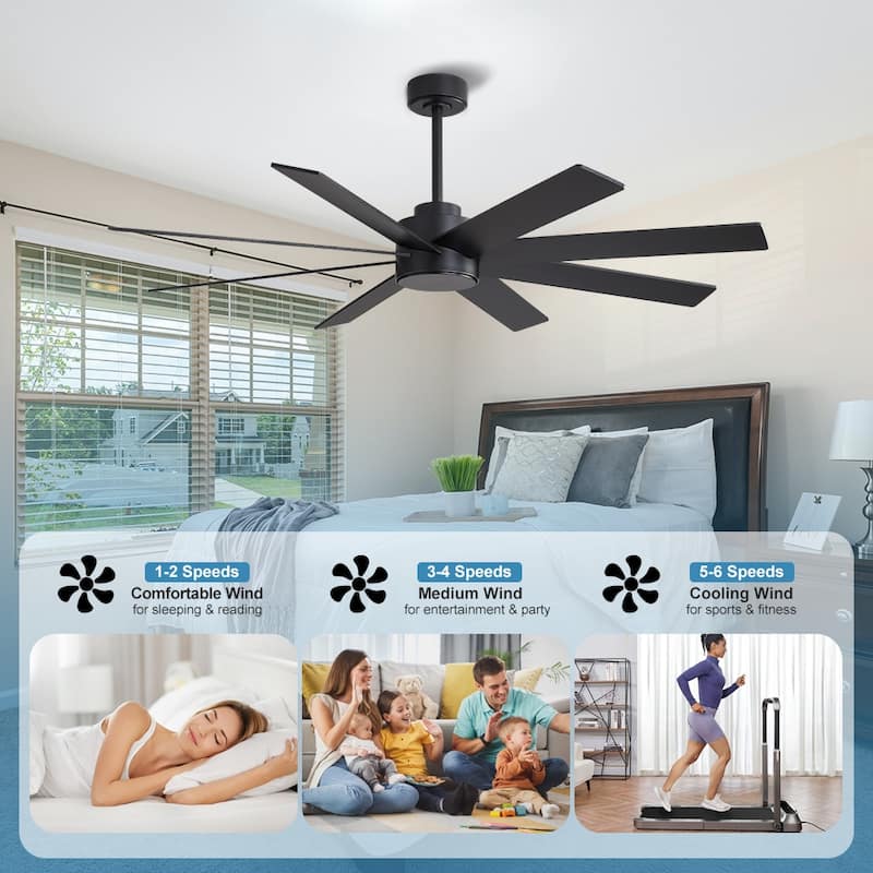 MLiAN 60 in. 8-Plywood Blades Indoor Ceiling Fan With Remote...