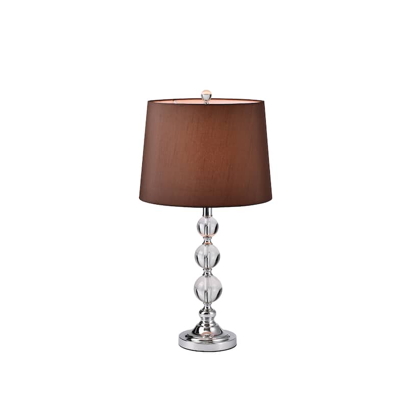 Aisha Chrome 1-Light Metal & Crystal Table Lamp with Fabric Drum Shade