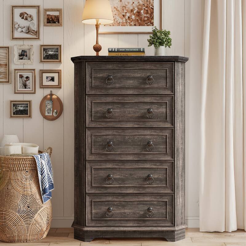 Farmhouse Wooden Dresser with Charging Station