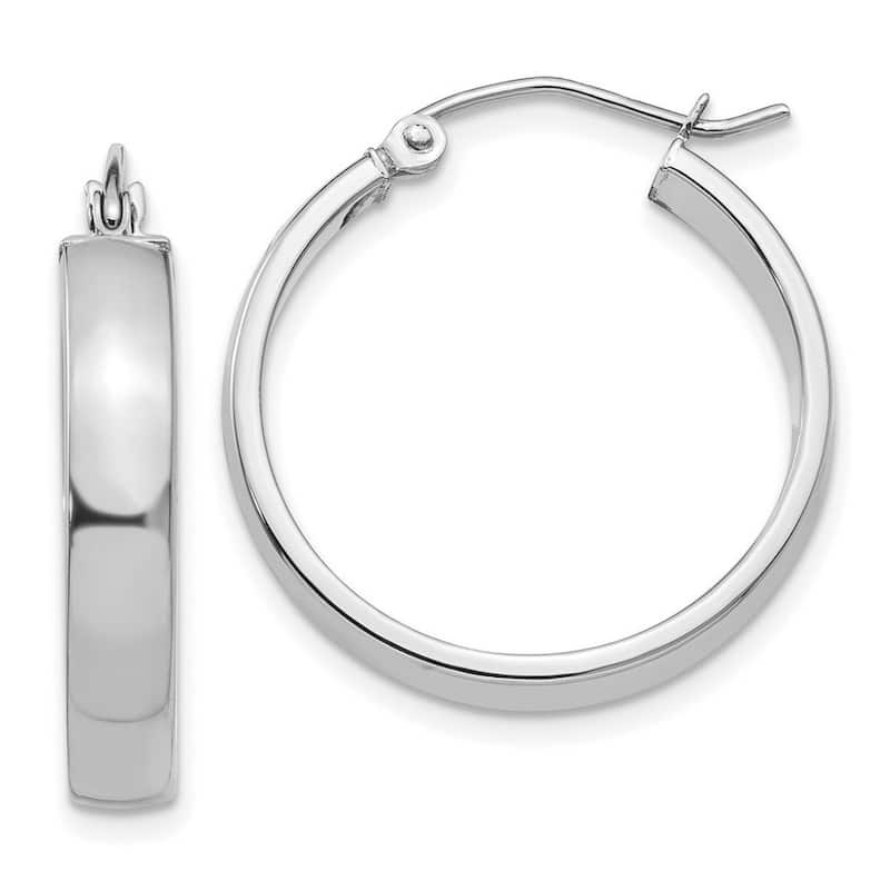 Curata 10k White Gold Polished 5x22.31mm Wide Hoop Earrings