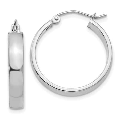 Curata 10k White Gold Polished 5x22.31mm Wide Hoop Earrings