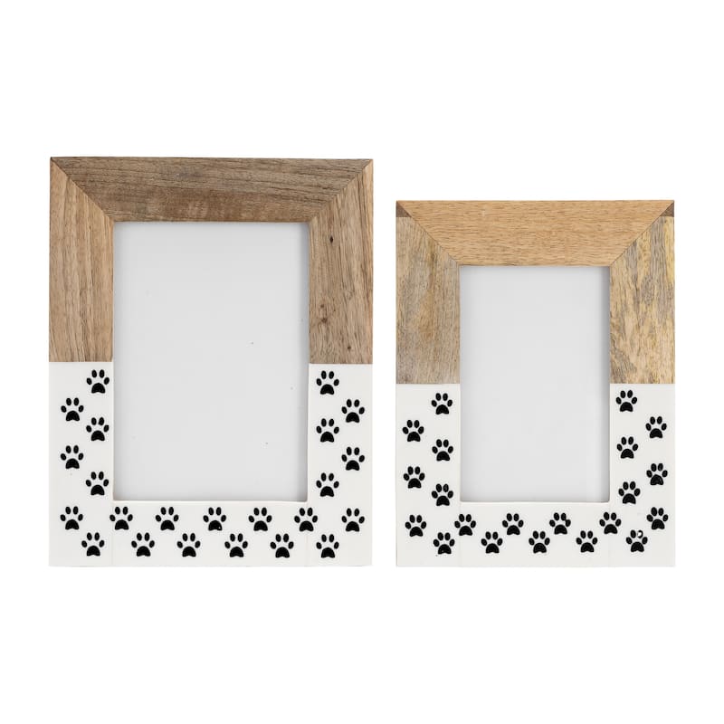 Sagebrook Home Picture Frame, Rustic Charm, Paw Print Design