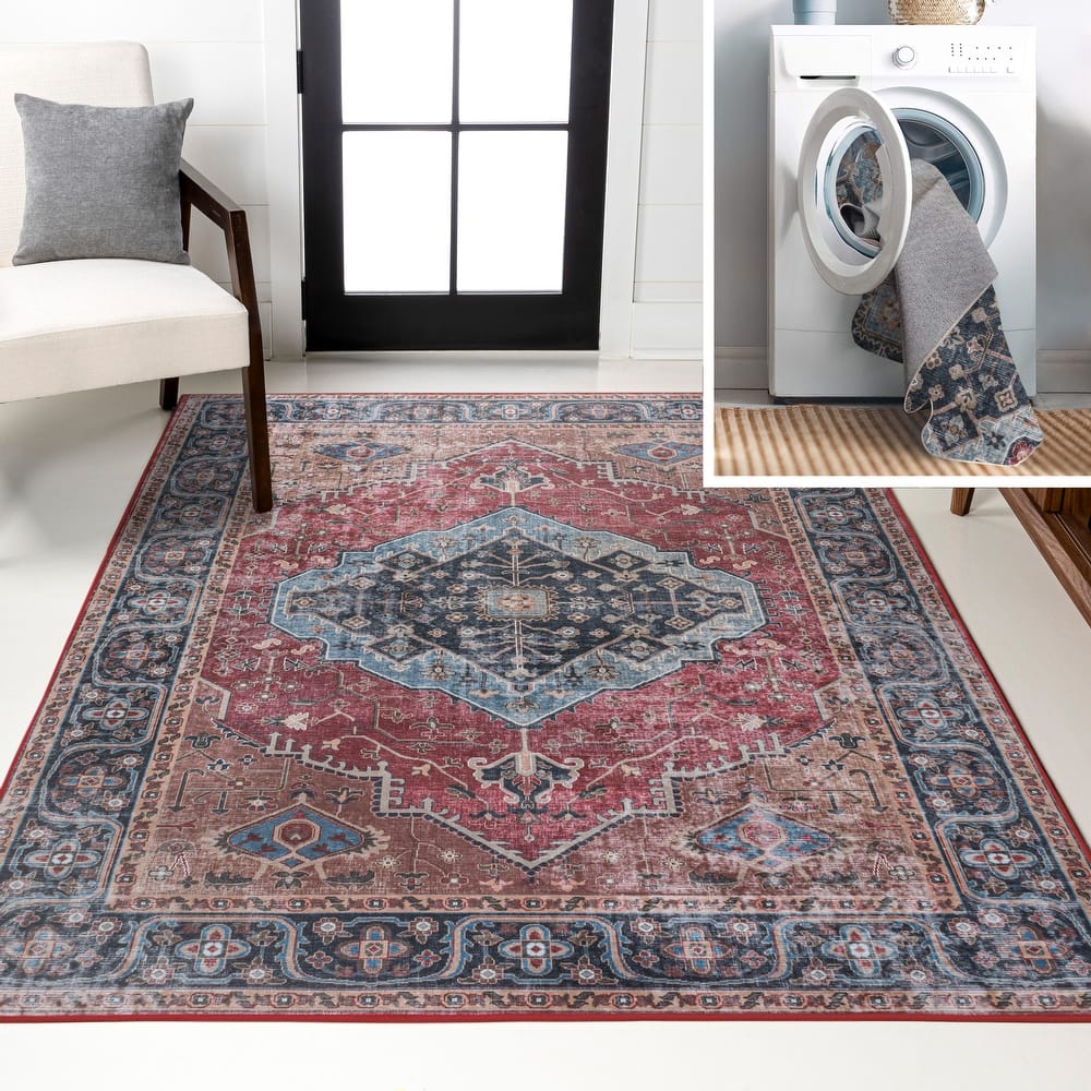 JONATHAN Y Kemer Ogee Medallion Machine Washable Area Rug