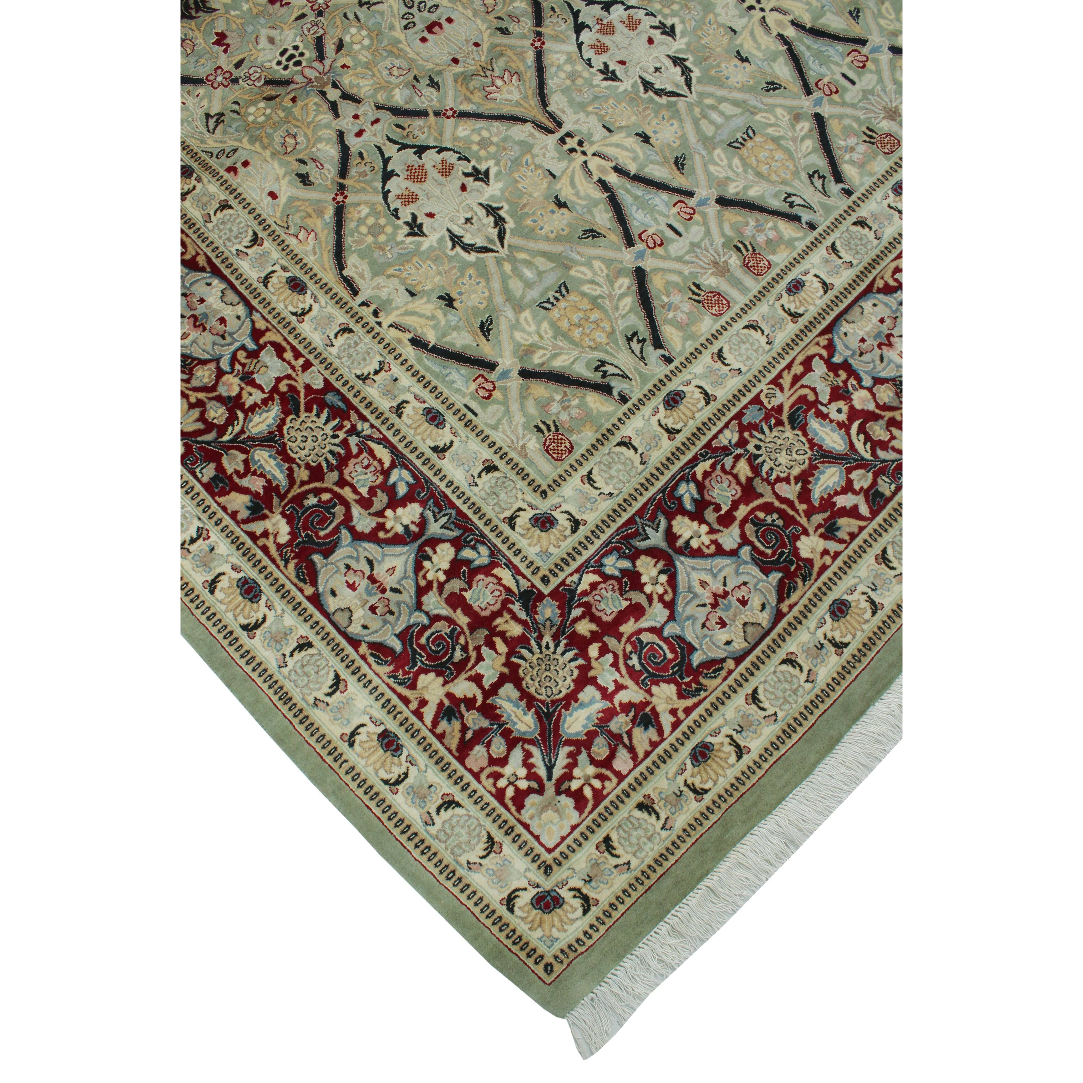Noori Rug PakPersian Mujahid Lt. Green/Red Rug 9'1" x 12'5" Bed