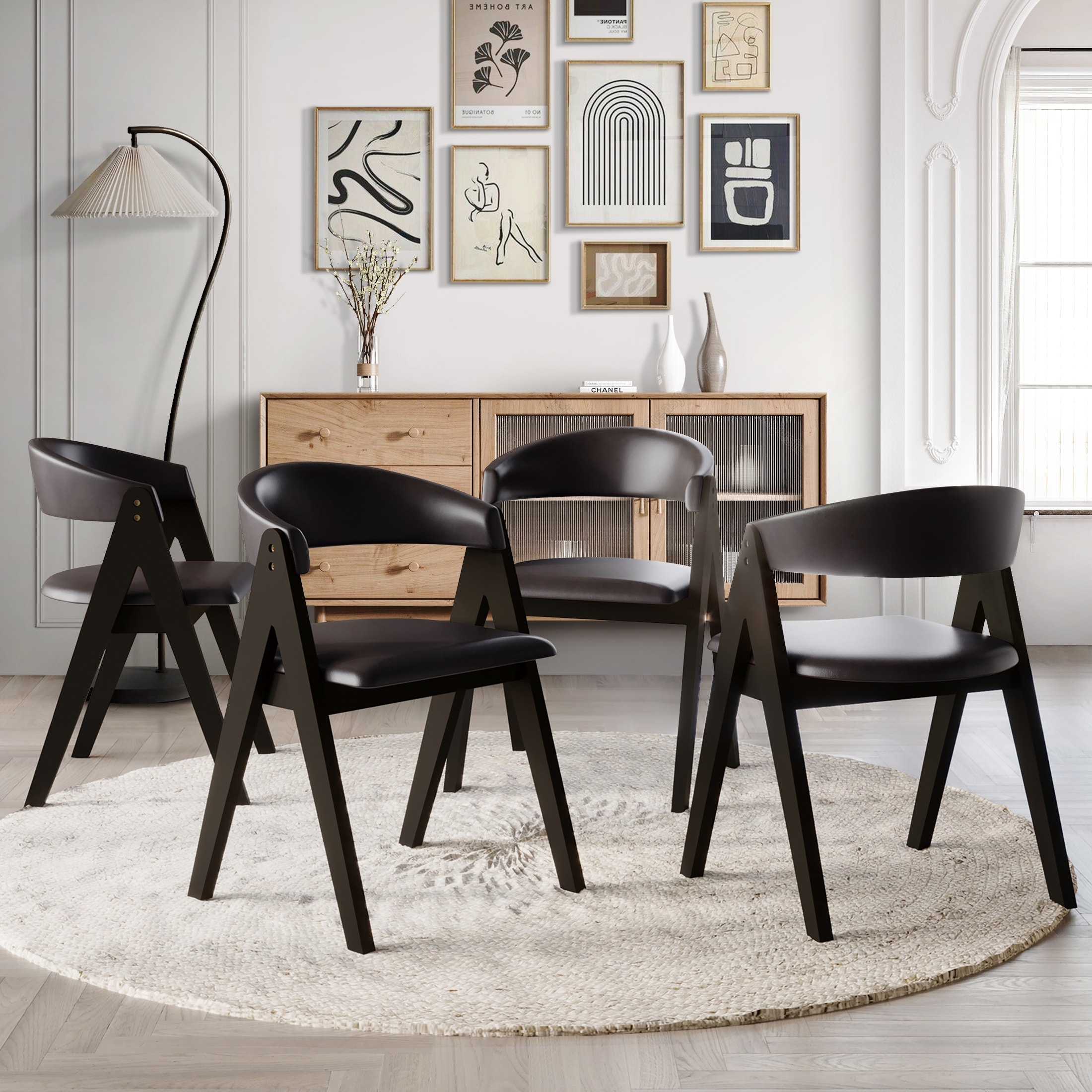 Black padded shop dining chairs