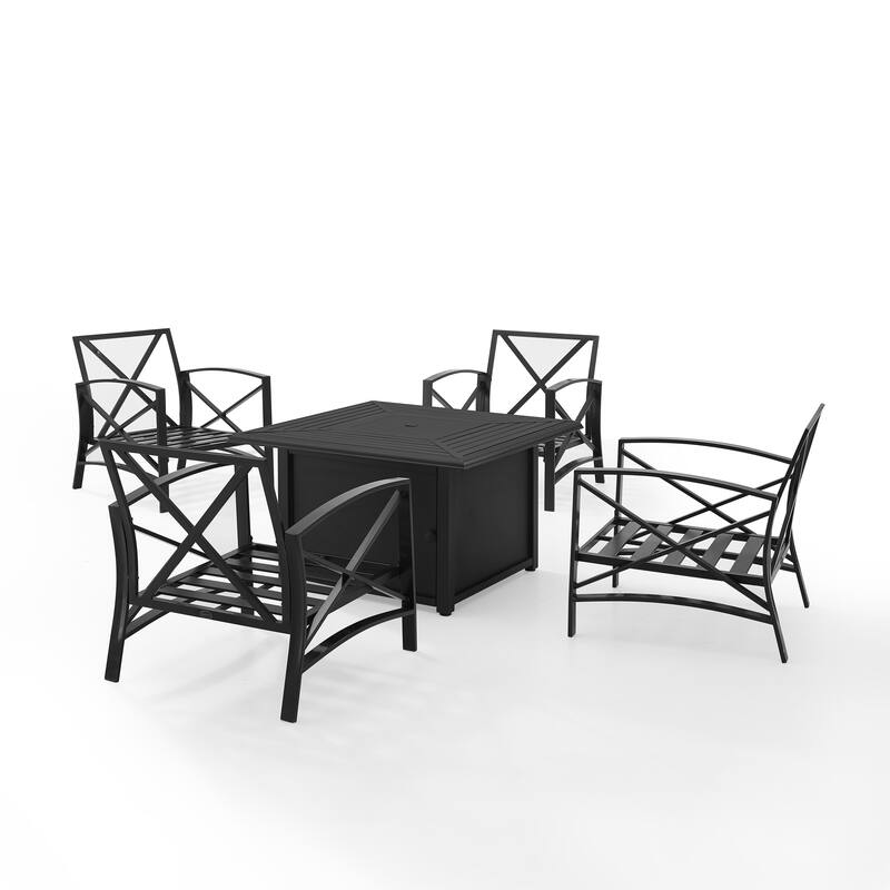 Crosley Kaplan 5Pc Outdoor Chair Set W/ Fire Table - 140 "W x 140 "H x 32 "D