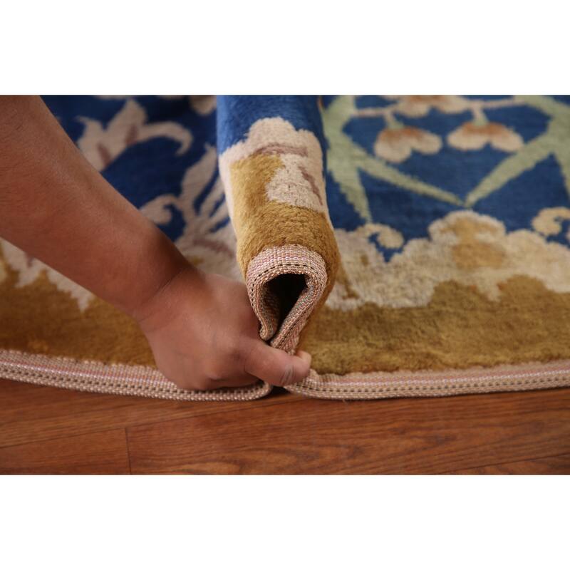 Antique Vegetable Dye Art Deco Chinese Round Rug Handmade Wool Carpet - 10'8"x 10'6"