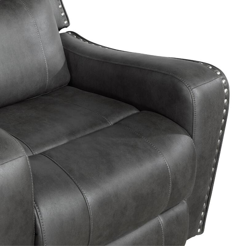 Gimo Dual Manual Recliner Loveseat, Dark Gray Microfiber, 72 Inch