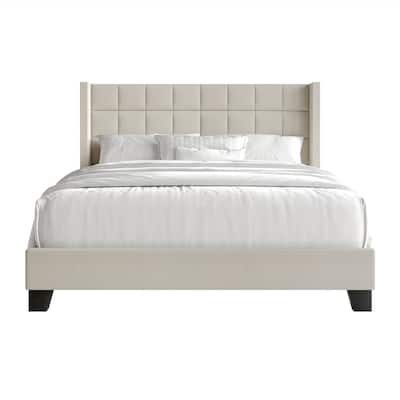 CraftPorch Wingback Linen Upholstered Panel Bed