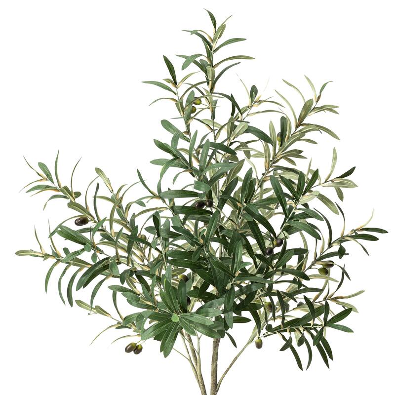 Glitzhome 3ft-6ft Set of 2 Artificial Olive Trees/ Bamboo/ Ficus with Ceramic Planters Real Touch
