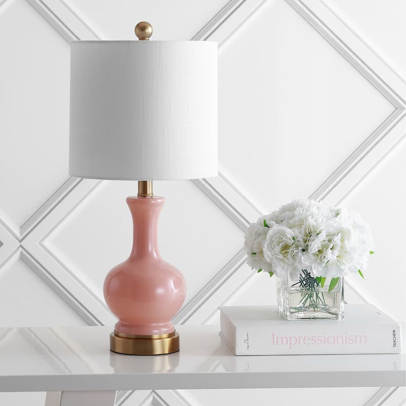 Vermont 22" Glass/Metal LED Table Lamp, White (Set of 2) by JONATHAN Y