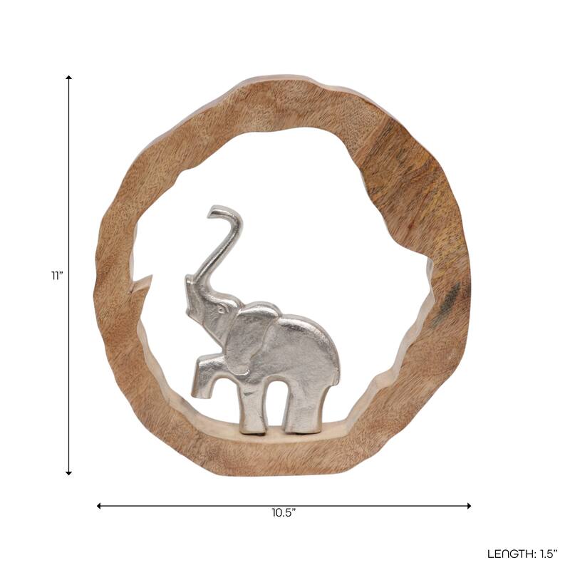 Decorative Figurine on Round Wooden Stand Sculpture