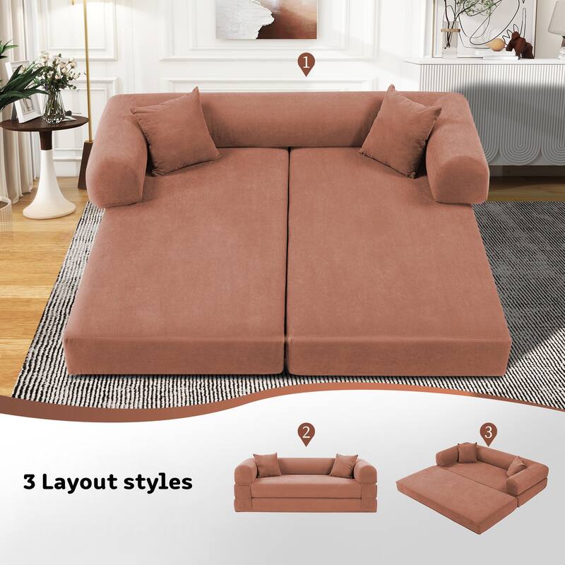 3-in-1 Convertible Sleeper Sofa with Pillows & Storage