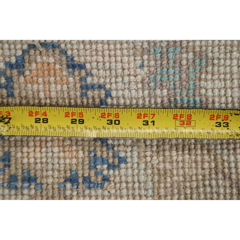 Hand Knotted Oriental 100% Wool Carpet Transitional Floral Green Oushak Area Rug - 3' 2'' X 2' 0''