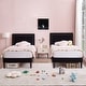 preview thumbnail 8 of 70, Kids Bed Frame, Height Adjustable Upholstered Bed, Twin Size Bed Set of 2 Black