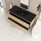 preview thumbnail 8 of 66, Wall-Mounted Bathroom Vanity in Evita Oak with Integrated Black Sink