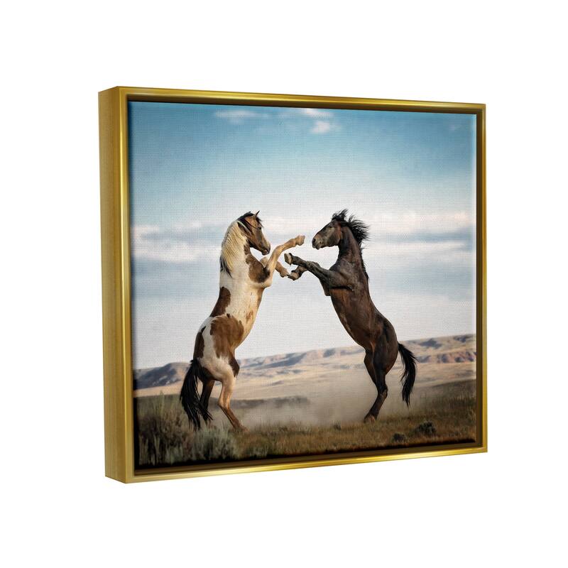 Stupell Fighting Horses Photography Framed Floater Canvas Wall Art Design by PBurchettePhoto