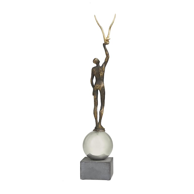 Polystone People Decorative Sculpture with Stainless Steel Accents - Silver - Roche River Decor