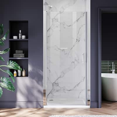 Elegant Adjustable Width Frameless Pivot Swing Shower Door with 1/4 inch Transparent Tempered by Certified Glass Door