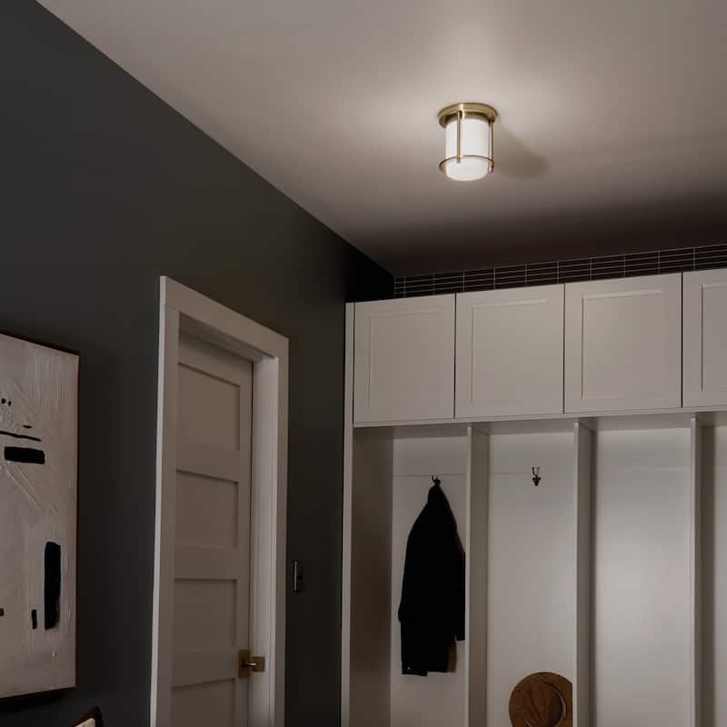 Kichler Lighting Brit 7.25 in. 1-Light Champagne Bronze Flush Mount Light with Satin Etched Glass
