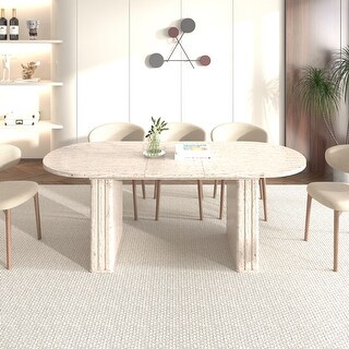 Oval Extendable Dining Table for 4-8 people Modern Expandable Curved ...