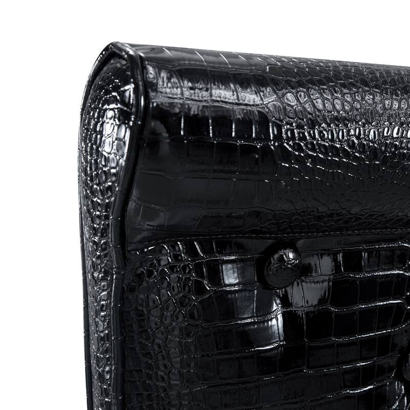 Set of 4, Retro alligator skin Upholstered dining chairs with Crystal buckle design and Faux Leather design