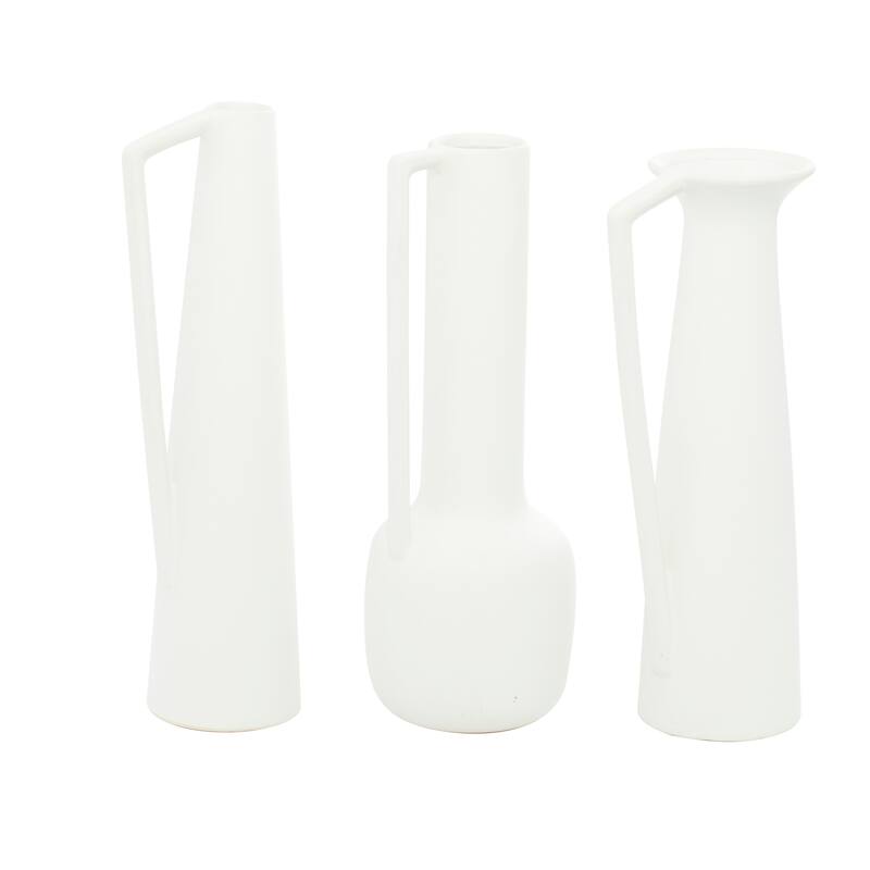CosmoLiving by Cosmopolitan Ceramic Vase with Handles (Set of 3) - Black or White
