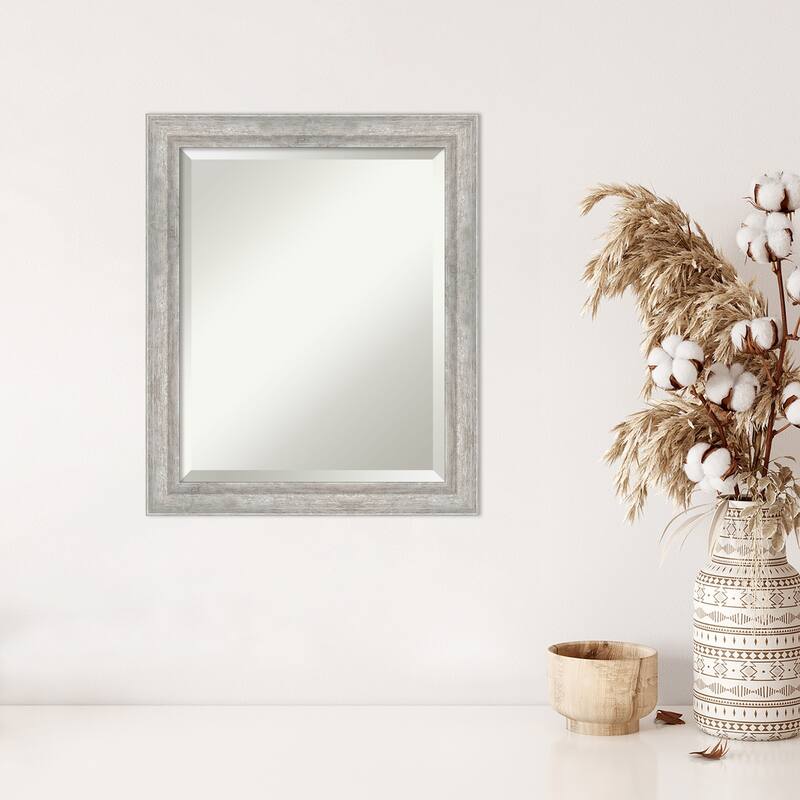 Angled Beveled Wood Framed Wall Mirror