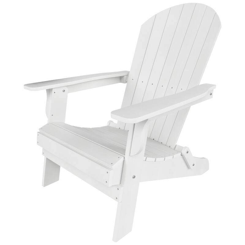 Vineyard HIPS Outdoor Folding Eco-Friendly All Weather Seashell Adirondack Chair with Side Table (2-Piece Set)