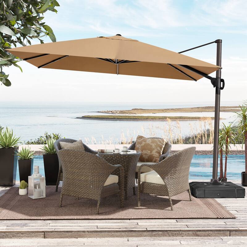 9 x 12 ft Outdoor Shade Parasol Patio Cantilever Offset Umbrella, No Base