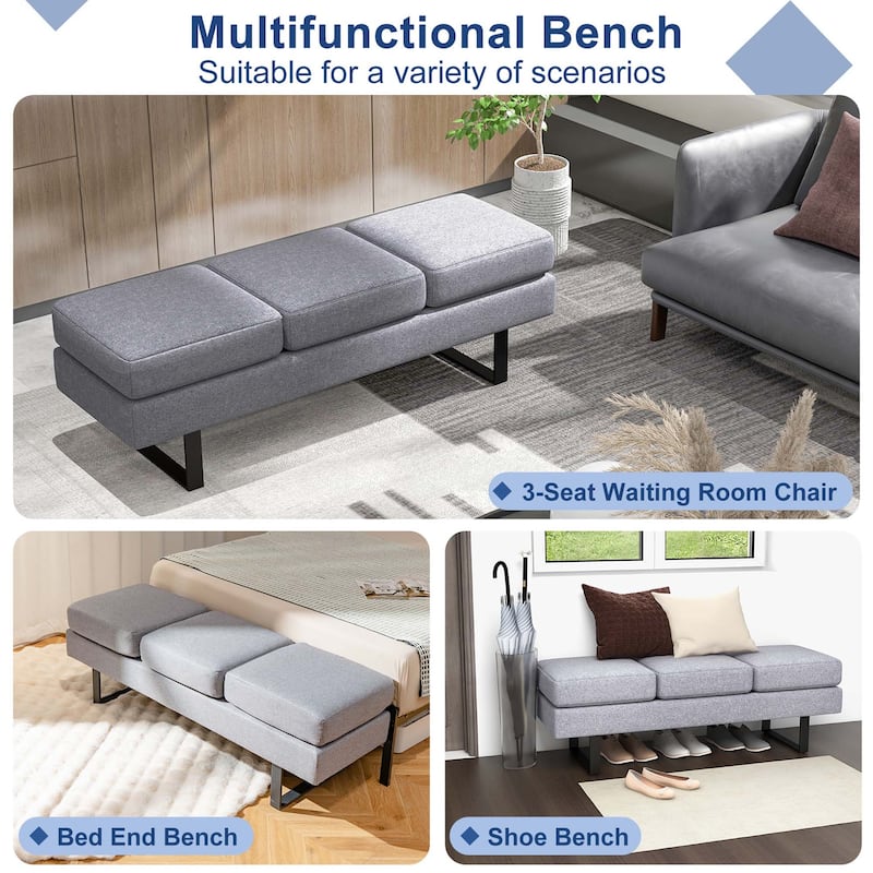 Costway Waiting Room Bench Seating with Metal Frame Leg Upholstered - See Details