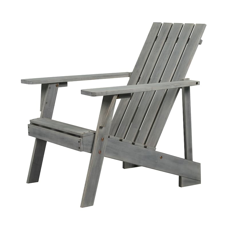 Westport Outdoor Patio Modern Acacia Wood Adirondack Chair, by JONATHAN Y - Gray