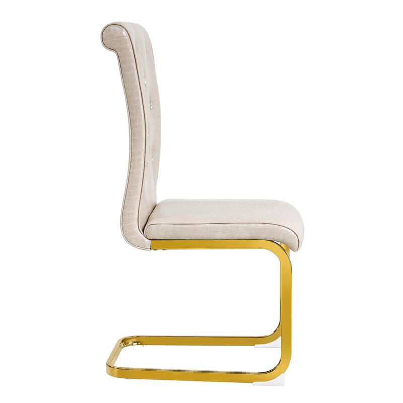 Retro Alligator-Embossed Faux Leather Dining Chairs with Crystal Buckle, Accent Upholstered Kitchen Chairs