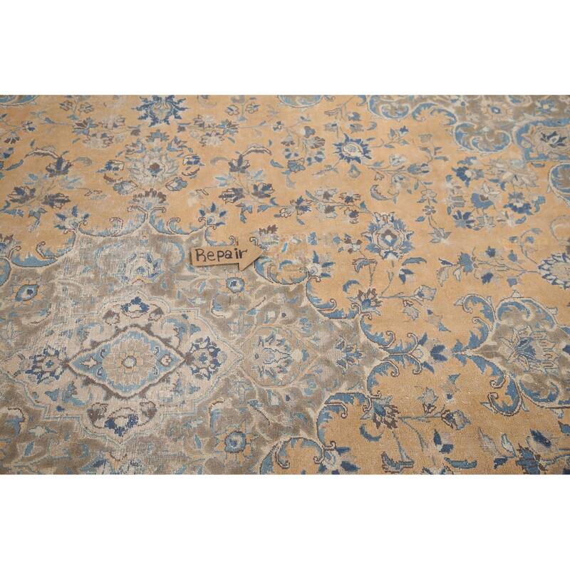 Hand Knotted Oriental 100% Wool Carpet Traditional Floral Oranges & Rust Mashad Area Rug - 11' 2'' X 8' 5''