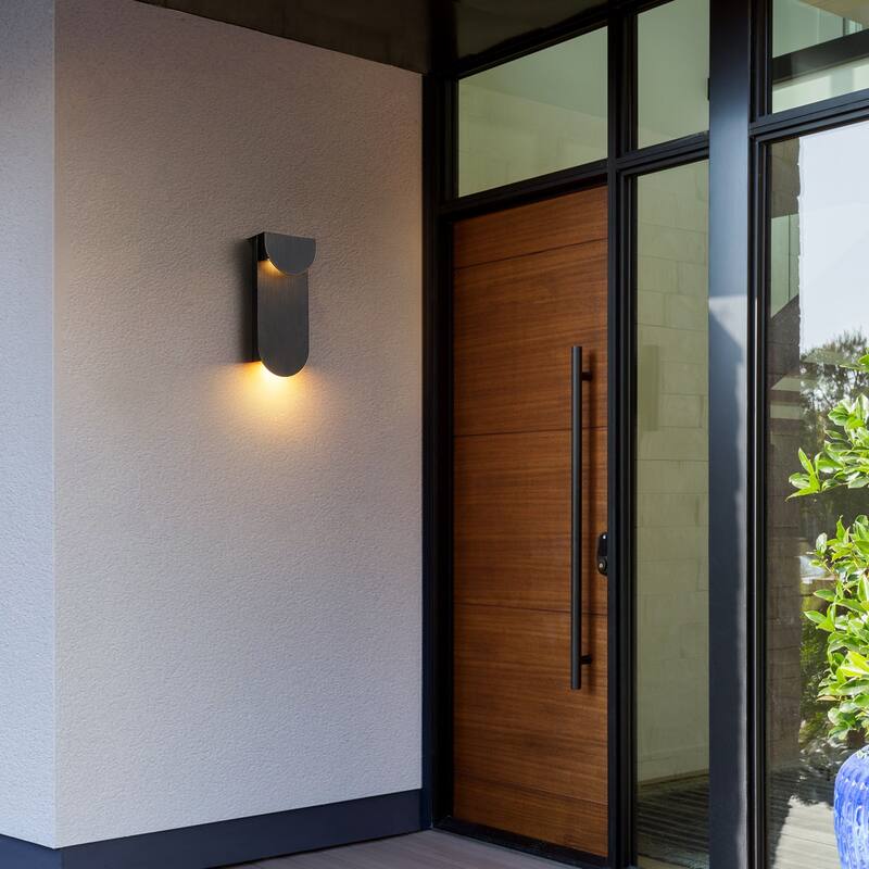 2-Light 12" Outdoor Linear Integrated LED Wall Sconce - 11.7-in H x 5.1-in W x 2.8-in D