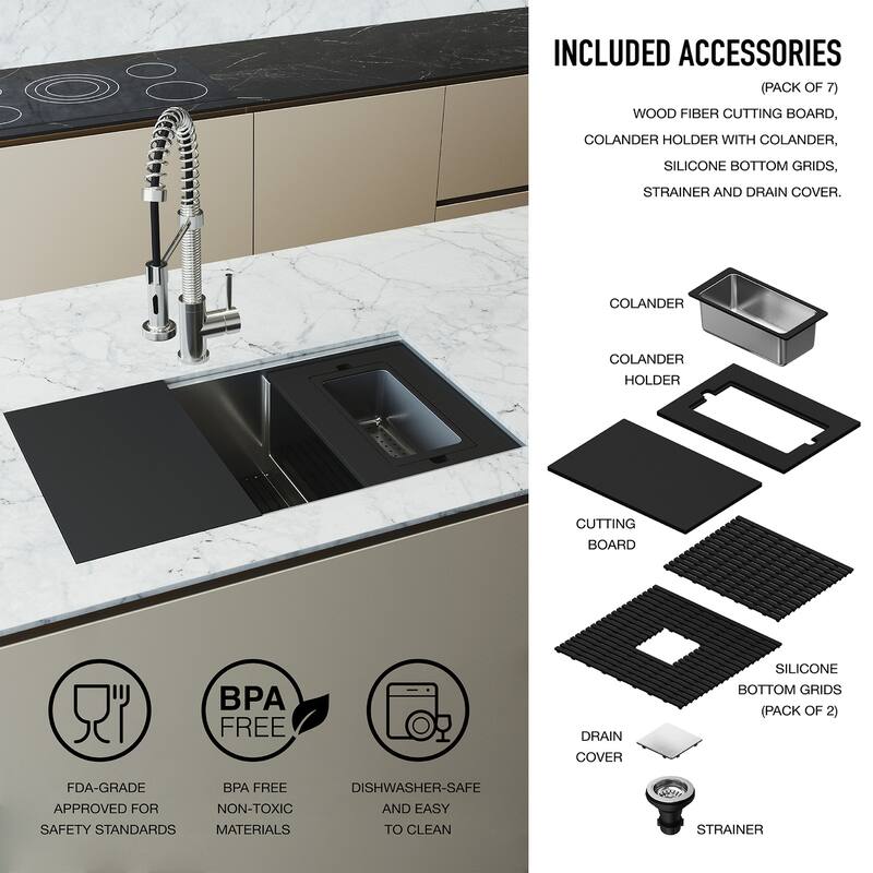 VIGO Hampton Stainless Steel Undermount Workstation Kitchen Sink