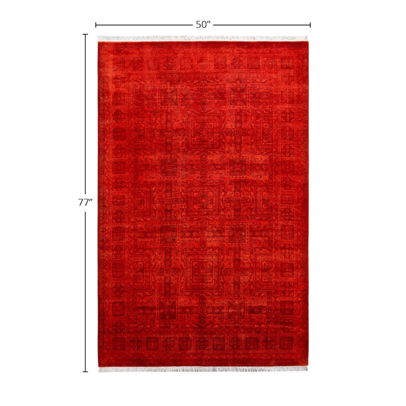 Contemporary Overdyed Wool Hand Knotted Area Rug - 4' 2" x 6' 5"