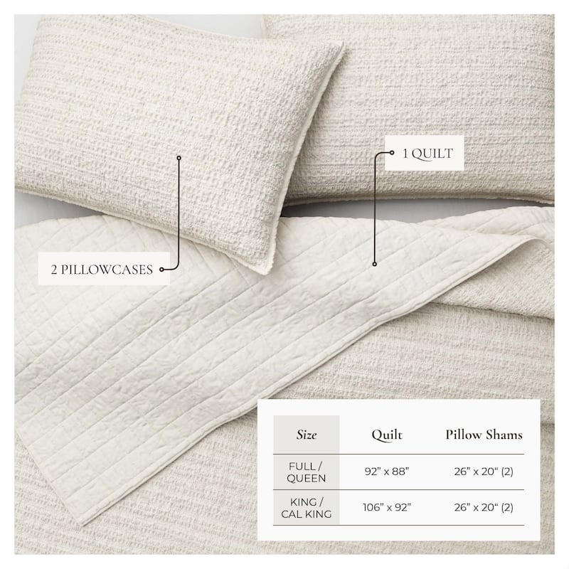 Linery & Co. Cotton Honeycomb Waffle Garment Washed Quilt Set